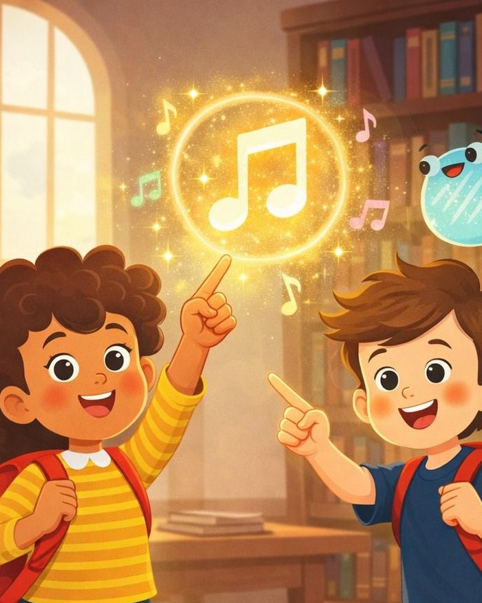Personagens July e Caio dos Pesquisadores da Bíblia anunciando as músicas bíblicas